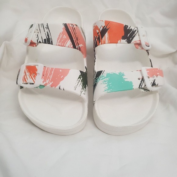 FUNKYMONKEY Women's Comfort Slides Double Buckle Adjustable EVA Flat Sandals 6 - Picture 3 of 7